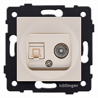 ТВ-розетка и розетка Ethernet RJ-45 без рамки Kollinger  REA-012GD 500_191_3123245