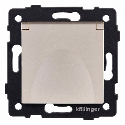 Розетка с заземлением с крышкой, без рамки Kollinger  REA-006GD 400_400_3123166