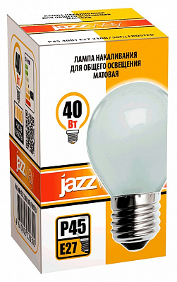 Лампа накаливания Jazzway  E27 40Вт 2700K P45 240V 40W E27 frosted 400_400_2870909