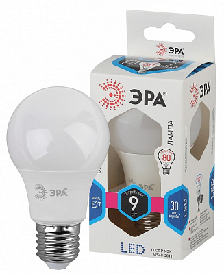 Лампа светодиодная Эра Стандарт E27 9Вт 4000K LED A60-9W-840-E27 400_400_2474002