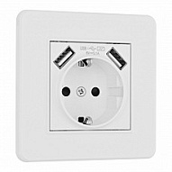 Розетка с заземлением и со шторкой и 2хUSB Arte Milano SET16-1 SET16-1-47-1 white 500_191_2306046