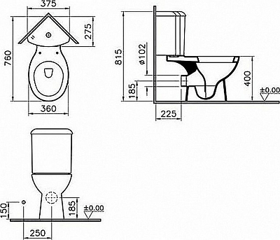 9754B003-7200 Угловой унитаз Arkitekt со стандартным сиденьем VitrA 400_400_2407375