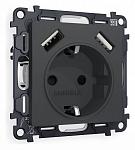 Розетка с заземлением и со шторкой и 2хUSB type A, без рамки Ambrella Volt ALFA MA909010 250_100_2187194