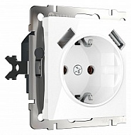 Розетка с заземлением и со шторками и 2хUSB, без рамки Werkel белый W1171501 500_191_2296662