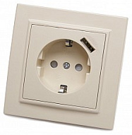 Розетка с заземлением и со шторкой и USB Stekker Эрна 39237 500_191_2300671