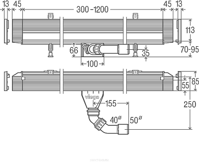 736736 Advantix Vario душевой лоток для встраивания в стену, плоская модель, проп. способность 0,4 л/с, L=300-1200, H=70-100, модель 4968.10 400_400_2407028
