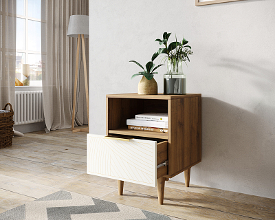 Тумбочка с нижним ящиком "Line" LN09/GR1/beige 400_400_1929845