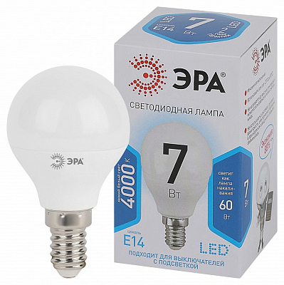 Лампа светодиодная Эра Стандарт E14 7Вт 4000K LED P45-7W-840-E14 400_400_2473438