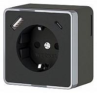 Розетка с заземлением и со шторками и USB Werkel Gallant (черный хром) W5071735 500_191_2297010