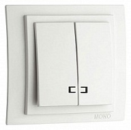 Выключатель двухклавишный с подсветкой без рамки Mono Electric Despina / Larissa 500-000125-103 500_191_2301533