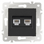 Розетка двойная RJ-11 и Ethernet RJ-45, без рамки Arte Milano am-203 203.44-1.black 250_100_Array