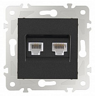 Розетка двойная RJ-11 и Ethernet RJ-45, без рамки Arte Milano am-203 203.44-1.black 500_191_2302544