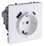 Розетка с заземлением и со шторкой и 2хUSB type A и C, без рамки Kollinger Eclipse EC-016WH 250_100_3118894