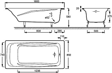 REPOS E2904-S-00 E2904-S-00 Baнна 180 x 85 cм без отверстий для ручек БЕЗ АНТИСКОЛЬЗЯЩЕГО ПОКРЫТИЯ 250_100_2416158