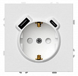 Розетка с заземлением и со шторкой и 2хUSB type A и C, без рамки Stekker Эмили 50217 250_100_Array