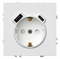 Розетка с заземлением и со шторкой и 2хUSB type A и C, без рамки Stekker Эмили 50217 500_191_2220216