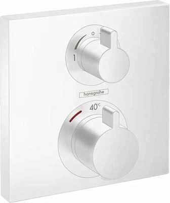 15714700S Set HG Ecostat Square термостатический смеситель для душа (15714700+01800180), матовый белый 400_400_1436588
