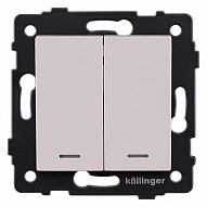 Выключатель двухклавишный с подсветкой без рамки Kollinger  REA-S-014CM 500_191_3124162