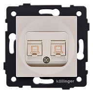 Розетка двойная Ethernet RJ-45 и со шторками, без рамки Kollinger  REA-019GD 500_191_3123350