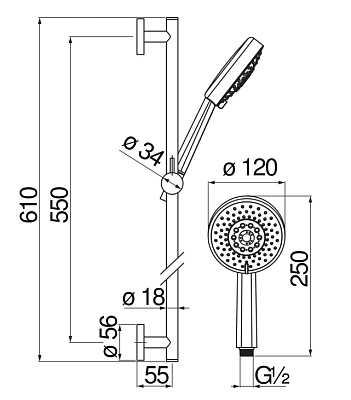 AD140/54CR LIRA душевой гарнитур 60 см 400_400_2407675
