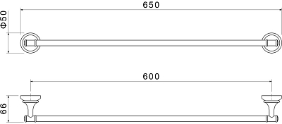 AQ4514MB КЛАССИК полотенцедержатель 600 мм, матовый черный 400_400_2413072