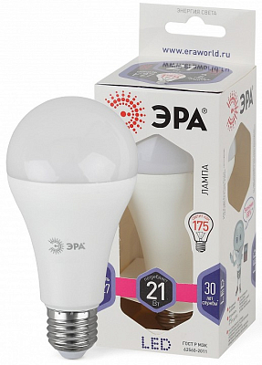 Лампа светодиодная Эра Стандарт E27 21Вт 6000K LED A65-21W-860-E27 400_400_2474239