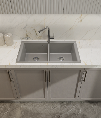 RIVELATO Мойка AXEL 90-2D 2-чаши 870*520мм grigio metallizzato арт. 400_400_2901090