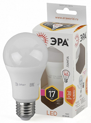 Лампа светодиодная Эра Стандарт E27 17Вт 2700K LED A60-17W-827-E27 400_400_2473917
