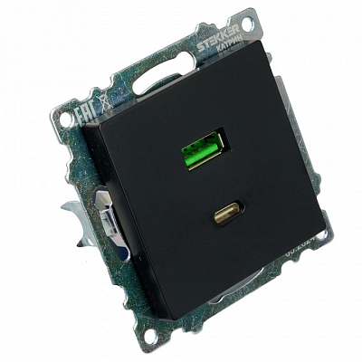 Розетка 2хUSB type A и C без рамки Stekker Катрин 50055 400_400_2160598