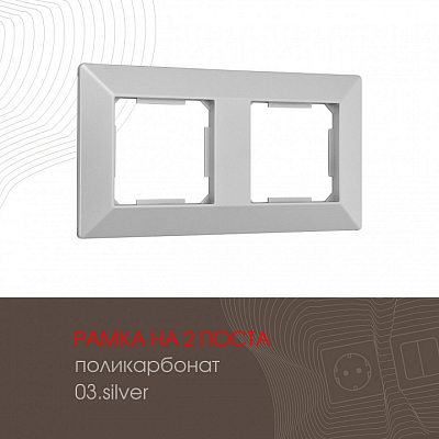 Рамка на 2 поста Arte Milano am-503.03 503.03-2.silver 400_400_2168584