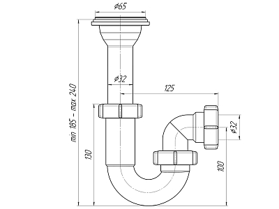 Сифон для раковины АНИ Пласт DB2000 1 1/4 дюйма 32 прямоточный 400_400_2913566