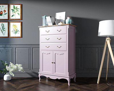 Комод Leontina Lavanda три ящика две дверки арт ST9354L 400_400_1933588