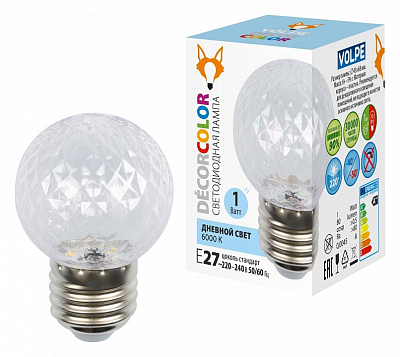 Лампа светодиодная Volpe DECOR COLOR E27 1Вт 6000K UL-00010065 400_400_1925787