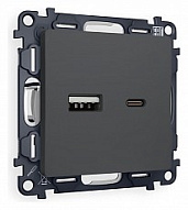 Розетка 2хUSB type A и C без рамки Ambrella Volt ALFA MA911010 500_191_2307107