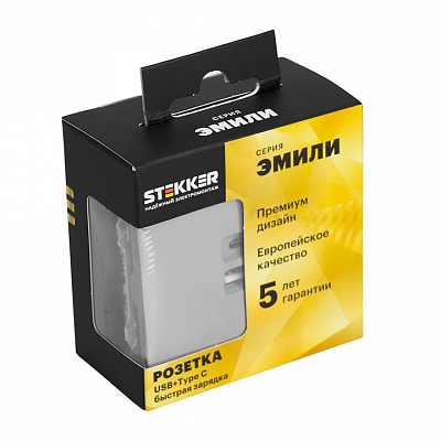 Розетка 2хUSB type A и C без рамки Stekker Эмили 49957 400_400_2160183
