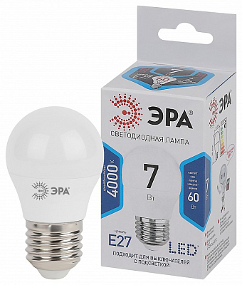 Лампа светодиодная Эра Стандарт E27 7Вт 4000K LED P45-7W-840-E27 400_400_2473444