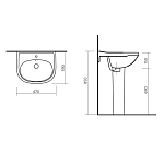 КОМФОРТ 50 Умывальник пьедестальный ВКС Белый S1 (WB.PD/Comfort/50-C/WHT.G/S1) 250_100_2420007