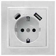 Розетка с заземлением и 2хUSB type A и C Stekker Эрна 50076 500_191_2301293