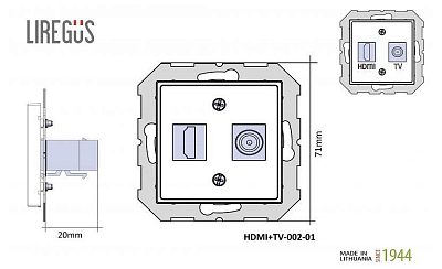 ТВ-розетка и розетка HDMI без рамки LIREGUS EPSILON 28-1132 400_400_2205001
