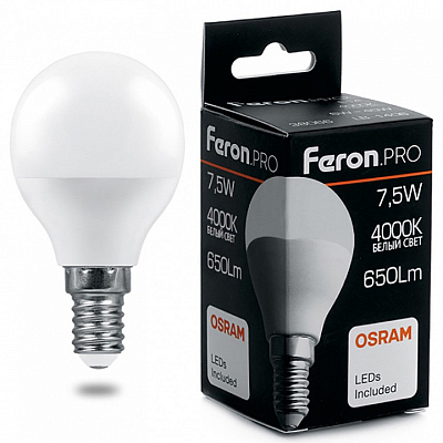 Лампа светодиодная Feron LB-1407 E14 7.5Вт 4000K 38072 400_400_1744618