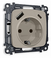 Розетка с заземлением и 2хUSB type A и C, без рамки Ambrella Volt OMEGA MO370010 500_191_2307253