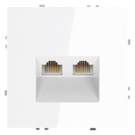 Розетка компьютерная встраиваемая VOLTUM S70 двойная RJ45+RJ45 кат.6, (белый глянцевый) 500_191_790016