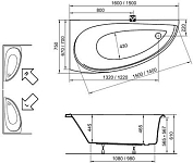 Ванна AVOCADO 150 правая, белая 250_100_2733196