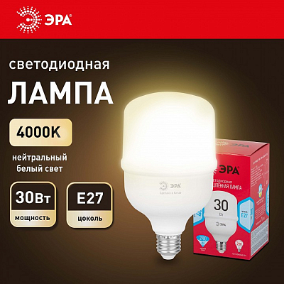 Лампа светодиодная Эра  E27 30Вт 4000K LED POWER T80-30W-4000-E27 R 400_400_2851219