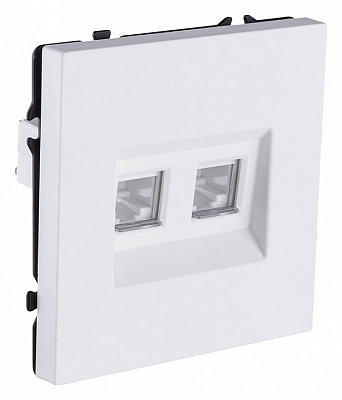 Розетка двойная Ethernet RJ-45 и со шторками, без рамки Kollinger Eclipse EC-018WH 400_400_3118852