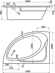 1.WH11.2.033 ГОА 150х100 ванна асимметричная акриловая левосторонняя белая 250_100_1434251