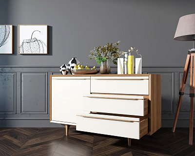 Комод "Bruni white" с ящиками и дверкой арт BR-02WH 400_400_1934679