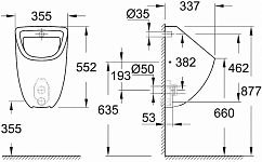 39438000 Bau Ceramic Писсуар , скрытый монтаж, альпин-белый (16 шт пал - 126365) 250_100_1440732