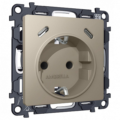 Розетка с заземлением и 2хUSB type C, без рамки Ambrella Volt ALFA MA370510 400_400_2193133