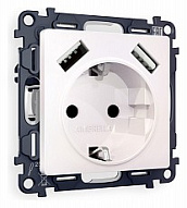 Розетка с заземлением и со шторкой и 2хUSB type A, без рамки Ambrella Volt ALFA MA209010 500_191_2306812